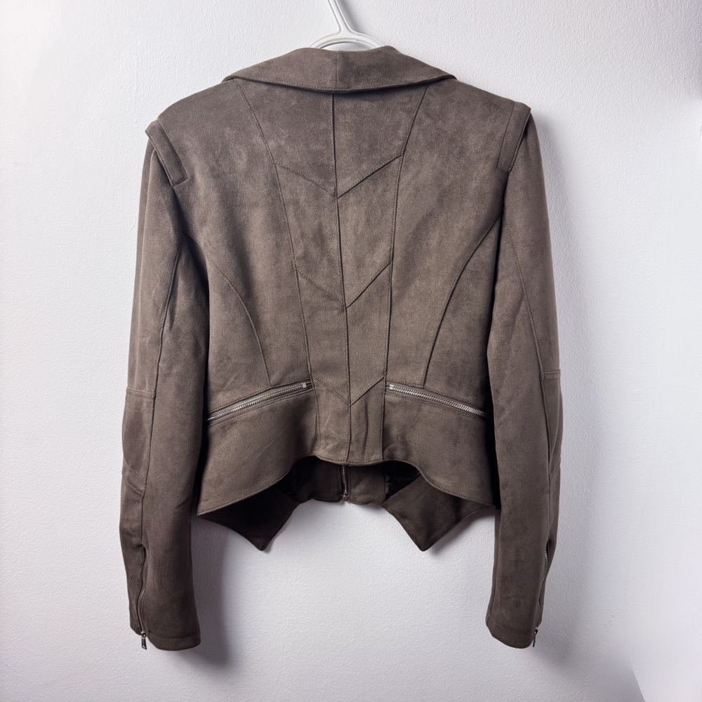 Guess Women's Faux-Suede Jacket Dark Green  Moto Jacket NWT - Picture 3 of 6